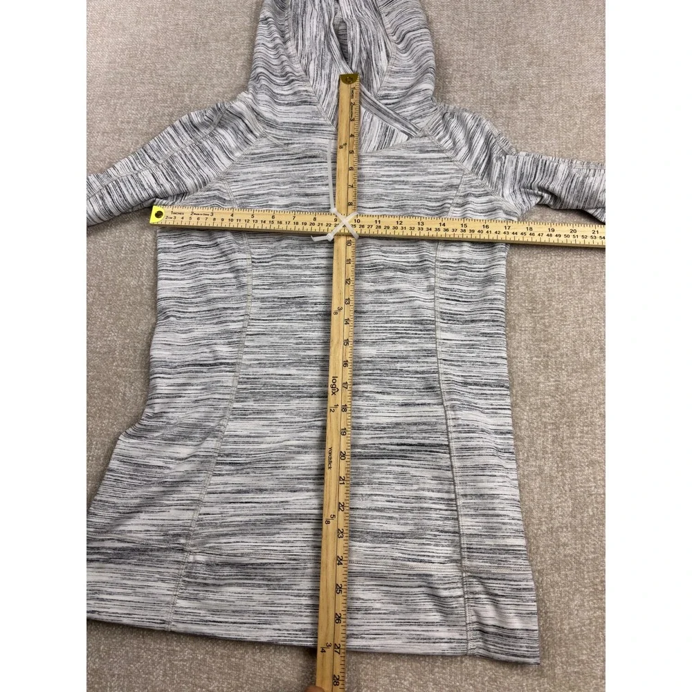 Lululemon Space Dye Crossover Hooded Pullover Running Top White Black Size 8